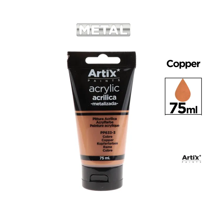 Pintura acrílica metalizada, 75 ml, Cobre metalizado