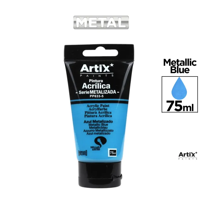 Pintura acrílica metalizada, 75 ml, Azul metalizado