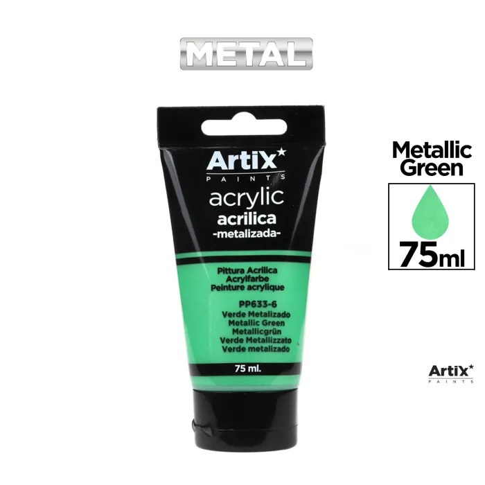 Pintura acrílica metalizada, 75 ml, Verde metalizado