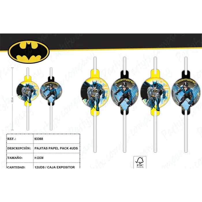 Set de 4 Pajitas de Papel Batman Rogue Rage