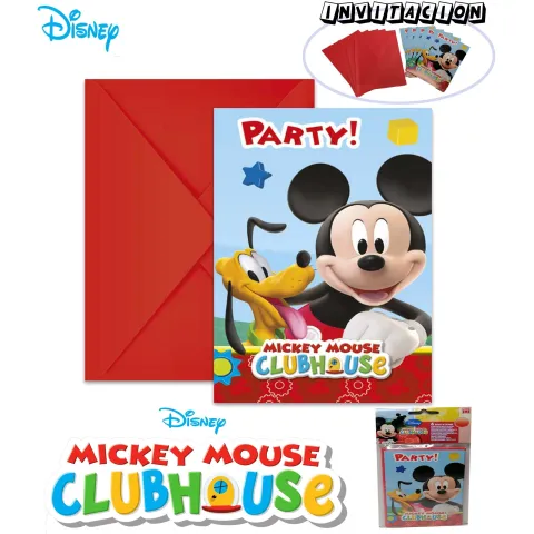 Tarjetas de Invitación Playful Mickey - Paquete de 6 Unidades