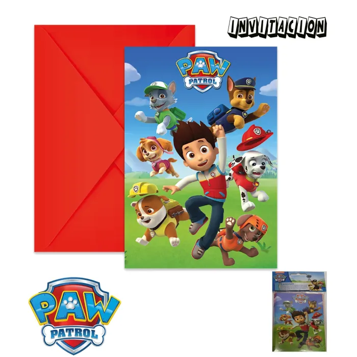 Tarjetas de Invitación PAW Patrol Let's Roll Paquete de 6 Unidades