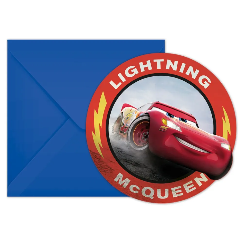 Tarjetas de Invitación Cars 3 Paquete de 6 Unidades