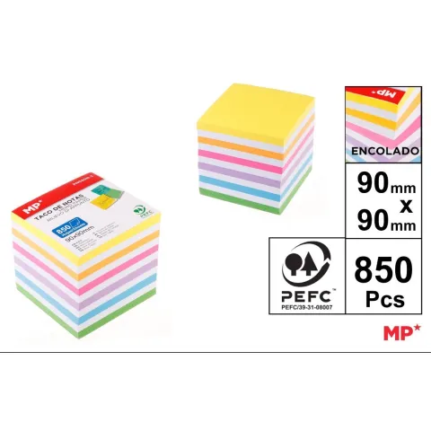 Taco de Notas Adhesivas Color Surtido 850h 90x90mm - MP