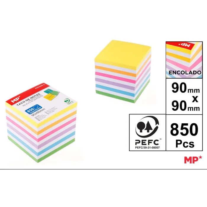 Taco de Notas Adhesivas Color Surtido 850h 90x90mm MP