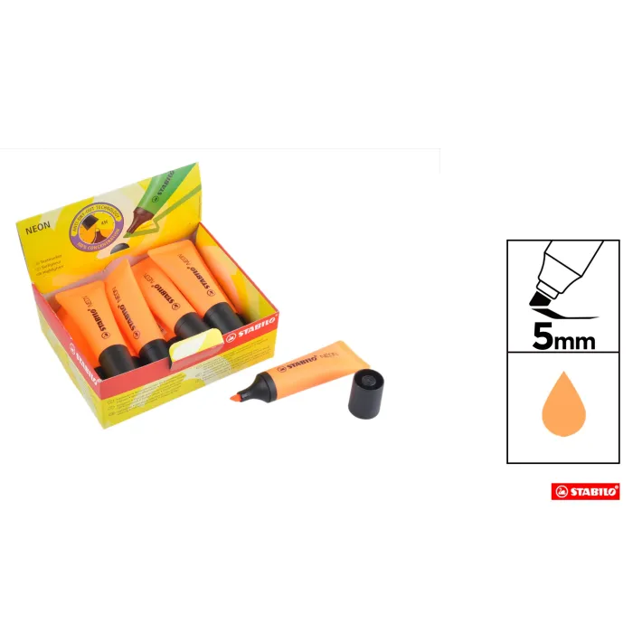 Marcador Fluorescente Neon 2 + 5 mm - Stabilo, Naranja