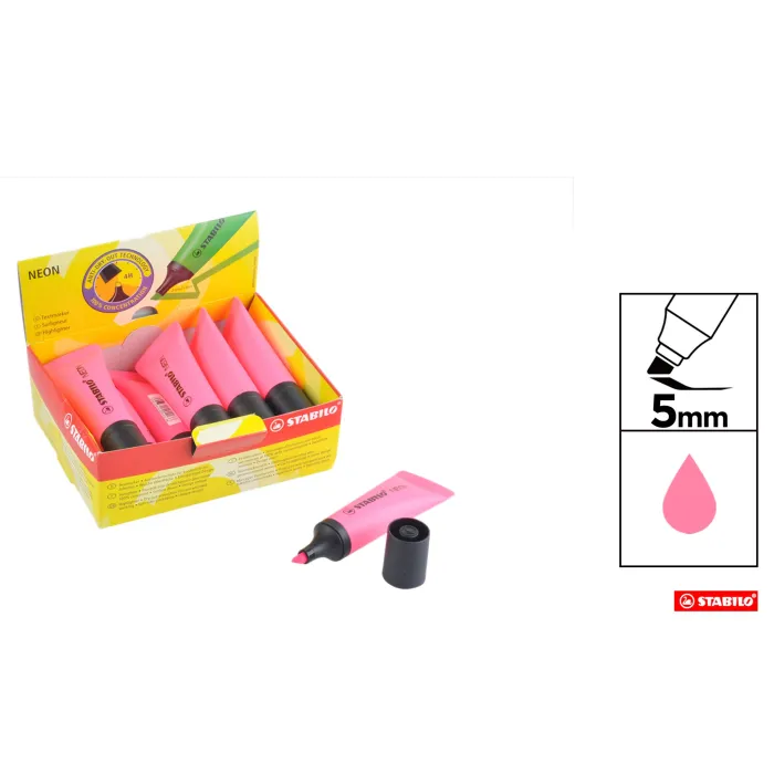 Marcador Fluorescente Neon 2 + 5 mm - Stabilo, Rosa