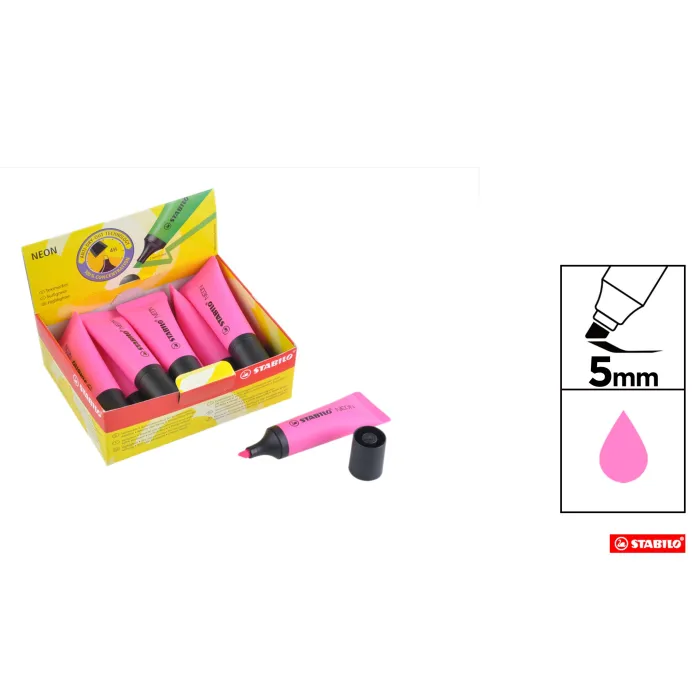 Marcador Fluorescente Neon 2 + 5 mm - Stabilo, Magenta