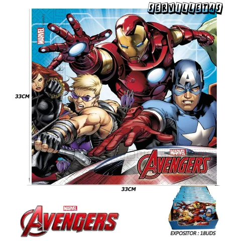 Servilletas de Papel 2 Capas Mighty Avengers 33x33cm