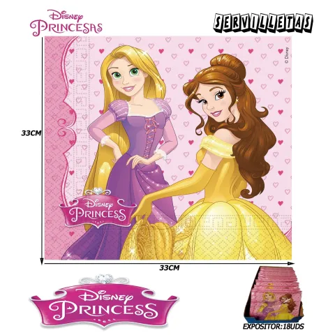 Servilletas de Papel de las Princesas Disney - 33x33cm