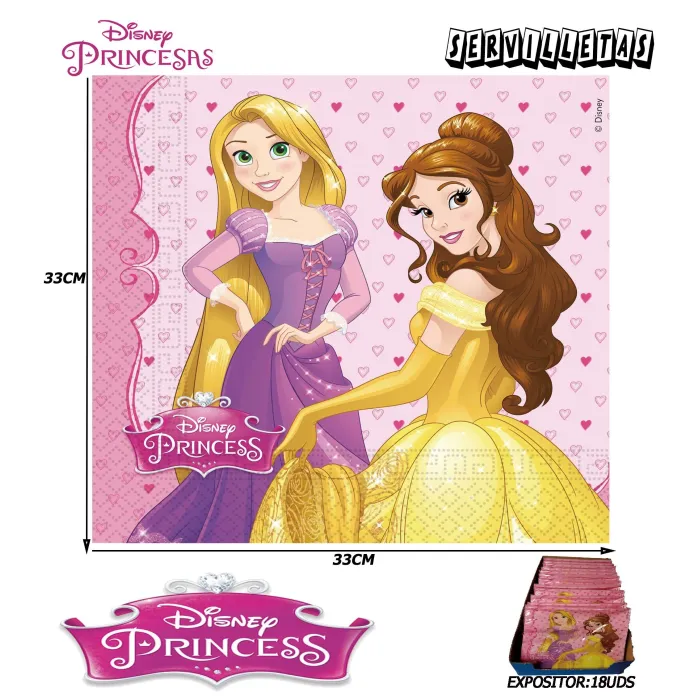 Servilletas de Papel de las Princesas Disney 33x33cm