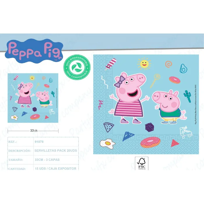 Servilletas de Papel Compostable Peppa Pig