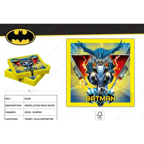 Servilletas de Papel 2 Capas Batman - 33x33cm