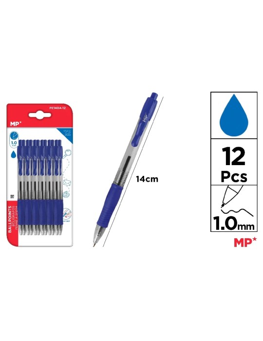Bolígrafo de Clic 1 mm 12 unidades Azul