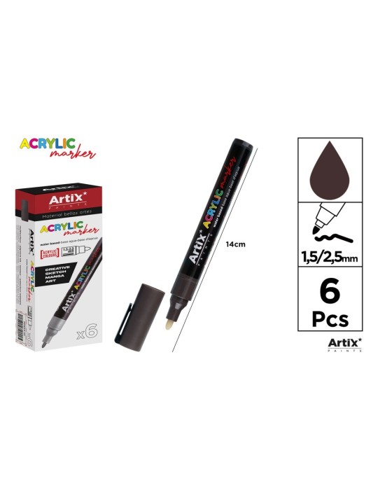 Pack de 3 rotuladores acrílicos Artix, Marrón chocolate