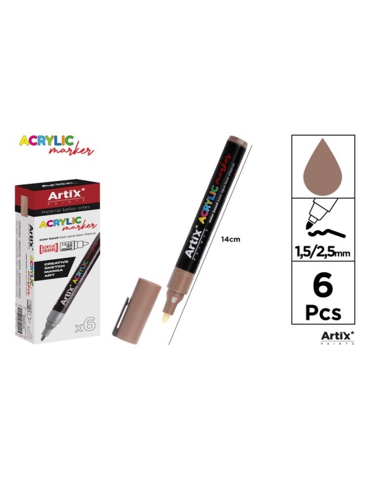Pack de 3 rotuladores acrílicos Artix, Marrón