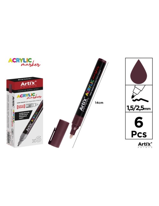 Pack de 3 rotuladores acrílicos Artix, Granate