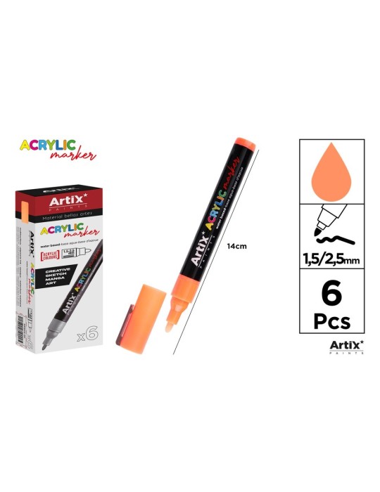 Pack de 3 rotuladores acrílicos Artix, Naranja oscuro