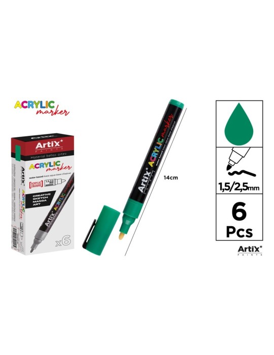 Pack de 3 rotuladores acrílicos Artix, Verde