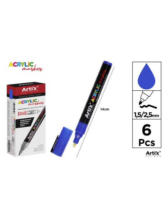 Pack de 3 rotuladores acrílicos Artix, Cobalto