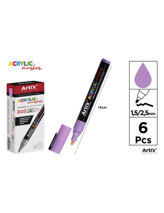 Pack de 3 rotuladores acrílicos Artix, Lavanda