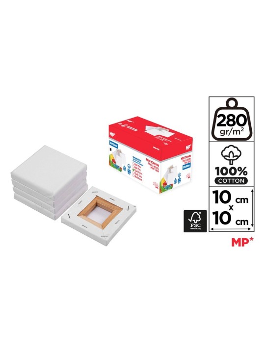 Pack de 6 o 12 lienzos mini de algodón, 280 g/m², 10 × 10 cm