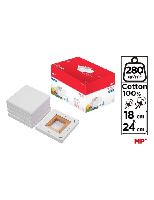 Pack de 6 o 12 lienzos mini de algodón, 280 g/m², 18 × 24 cm