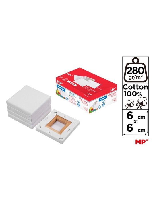 Pack de 6 o 12 lienzos mini de algodón, 280 g/m², 6 × 6 cm