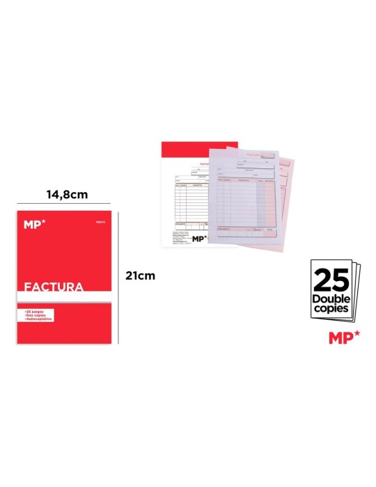Pack de 6 talonarios de factura duplo 14,8 × 21 cm