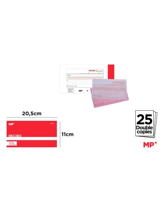 Pack de 6 talonarios de recibo duplo 110 × 205 mm