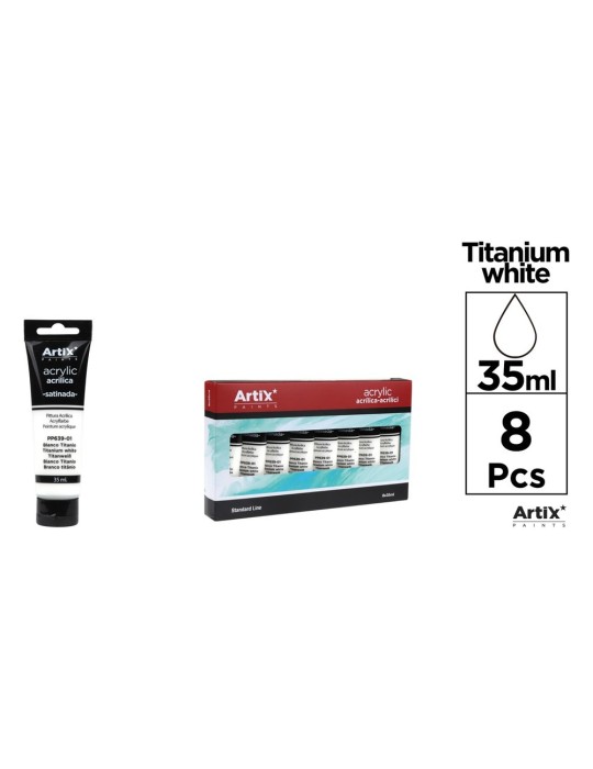 Pack de 4 tubos de pintura acrílica Artix 35 ml, Blanca