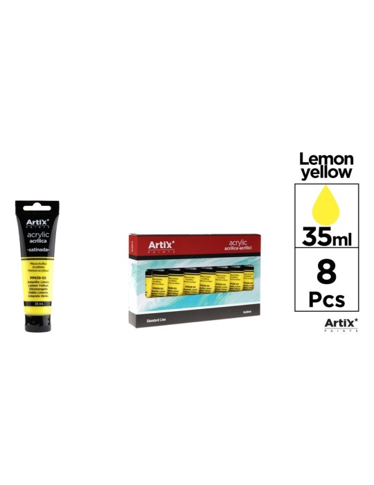 Pack de 4 tubos de pintura acrílica Artix 35 ml, Amarillo limón