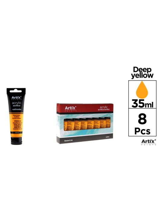 Pack de 4 tubos de pintura acrílica Artix 35 ml, Amarillo oscuro