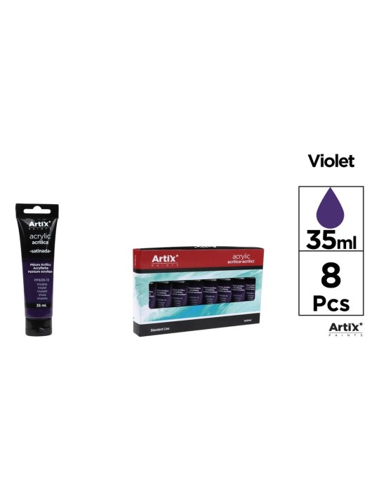 Pack de 4 tubos de pintura acrílica Artix 35 ml, Violeta
