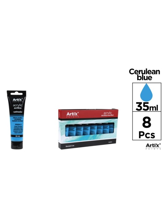 Pack de 4 tubos de pintura acrílica Artix 35 ml, Azul cerúleo