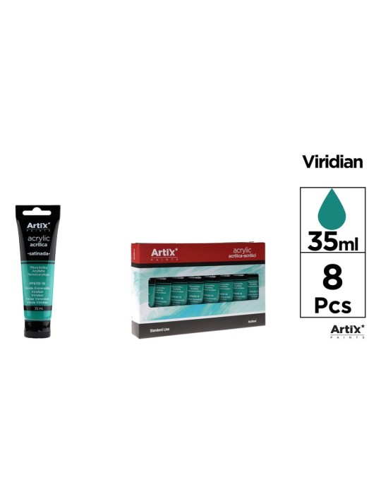 Pack de 4 tubos de pintura acrílica Artix 35 ml, Verde esmeralda