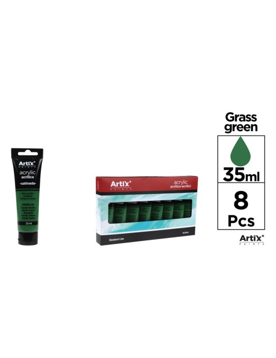 Pack de 4 tubos de pintura acrílica Artix 35 ml, Verde hierba