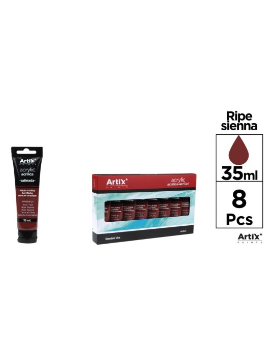 Pack de 4 tubos de pintura acrílica Artix 35 ml, Siena