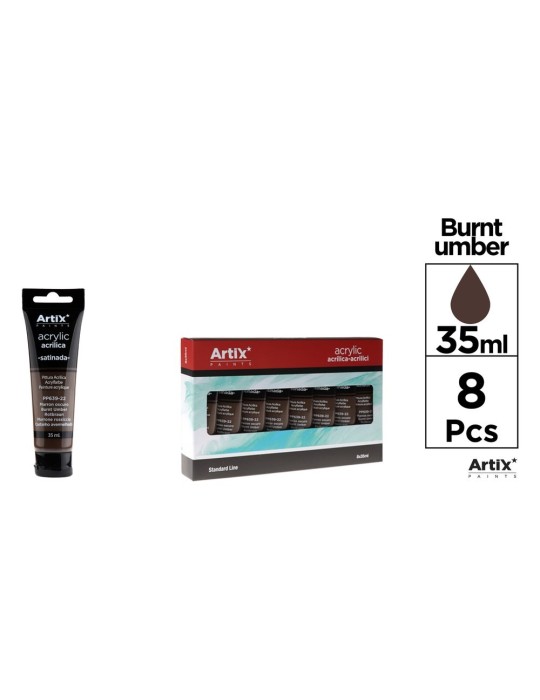 Pack de 4 tubos de pintura acrílica Artix 35 ml, Tierra sombra tostada