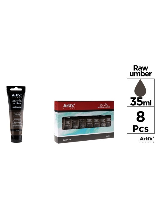 Pack de 4 tubos de pintura acrílica Artix 35 ml, Tierra sombra natural