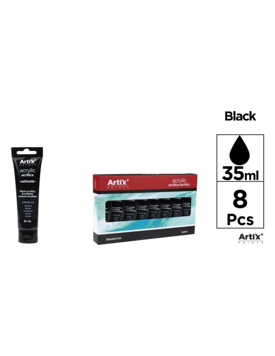 Pack de 4 tubos de pintura acrílica Artix 35 ml, Negro