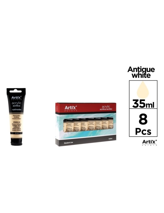 Pack de 4 tubos de pintura acrílica Artix 35 ml, Blanco antiguo