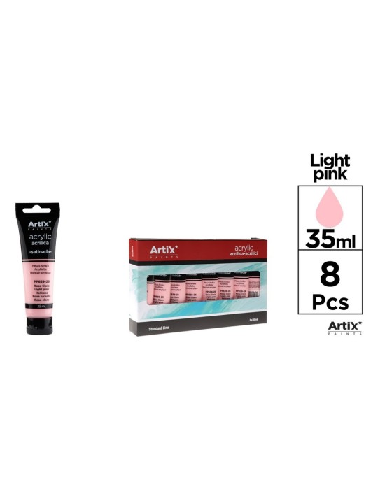 Pack de 4 tubos de pintura acrílica Artix 35 ml, Rosa claro