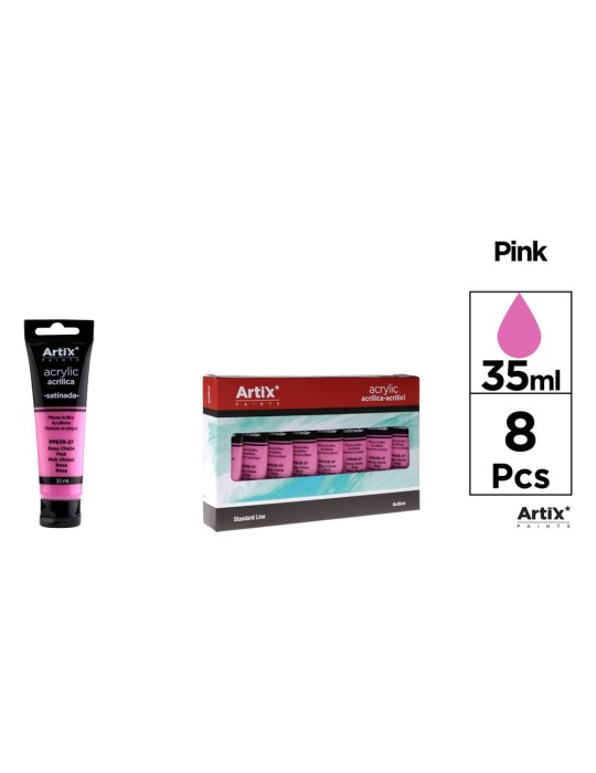 Pack de 4 tubos de pintura acrílica Artix 35 ml, Rosa magenta