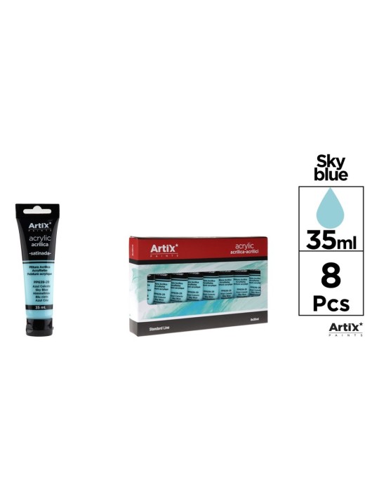 Pack de 4 tubos de pintura acrílica Artix 35 ml, Azul cielo