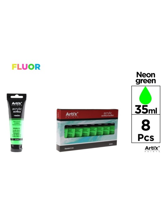 Pack de 4 tubos de pintura acrílica Artix 35 ml, Verde neón