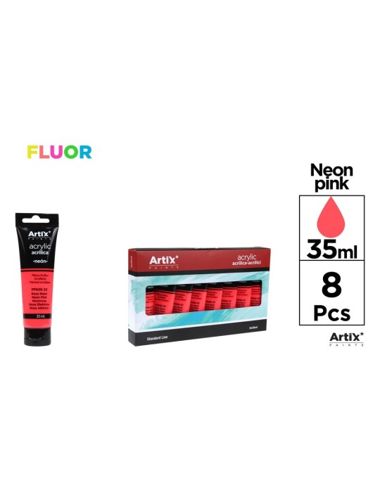 Pack de 4 tubos de pintura acrílica Artix 35 ml, Rosa neón