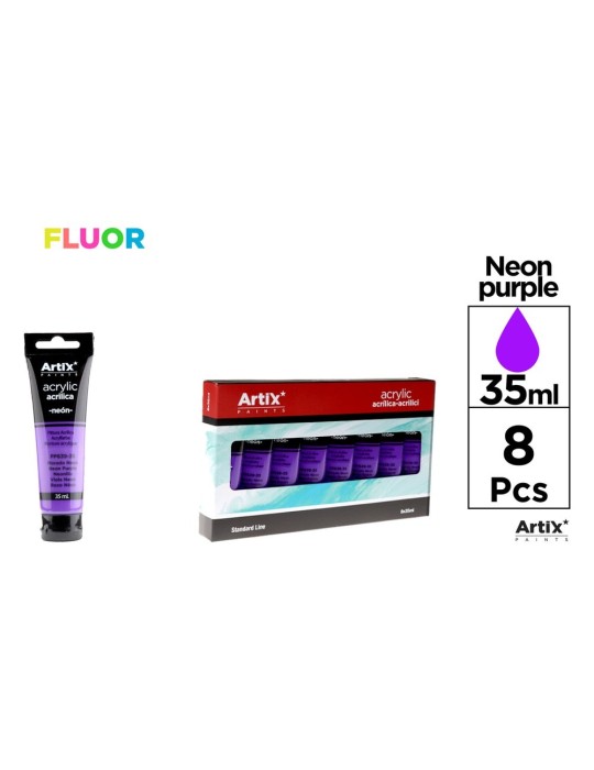 Pack de 4 tubos de pintura acrílica Artix 35 ml, Morado neón