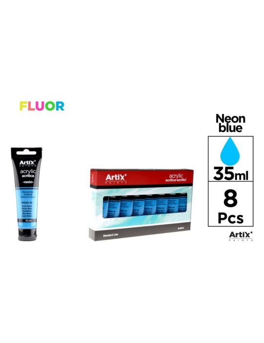 Pack de 4 tubos de pintura acrílica Artix 35 ml, Azul neón