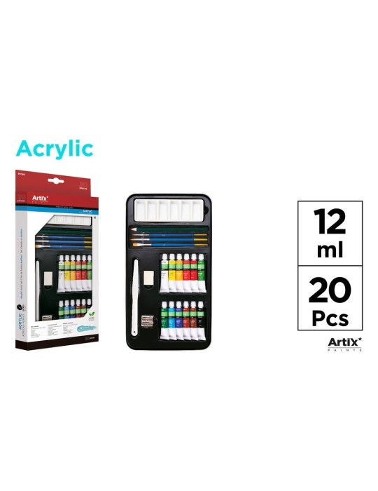 Pack de 3 sets de pintura acrílica Artix de 20 piezas
